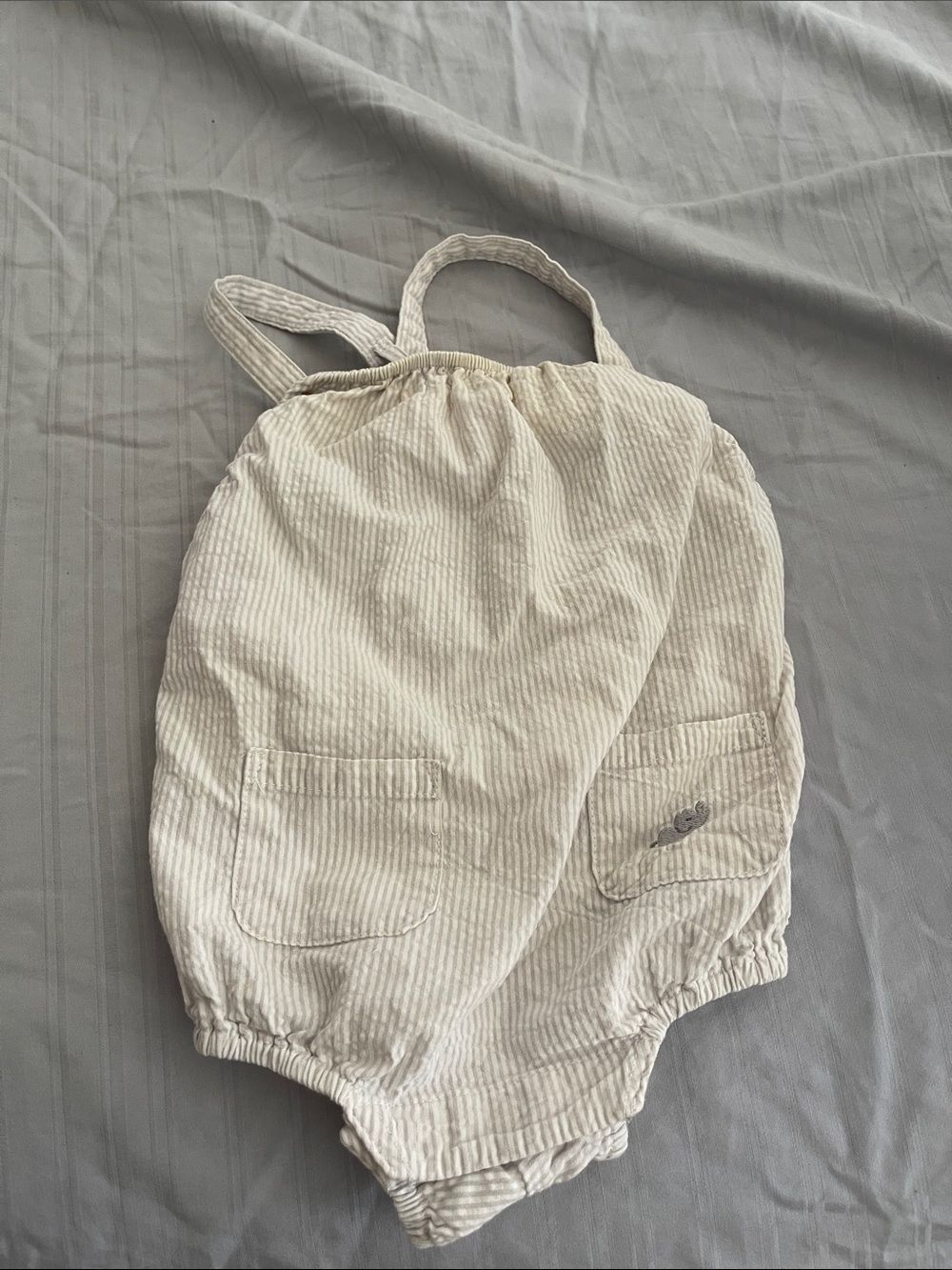 Cream Striped Corduroy Baby Romper